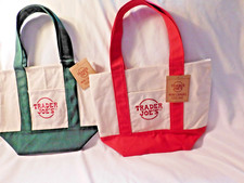 Trader Joe  s Mini Canvas Tote Bags Green and Red Lot Of 2 NWT