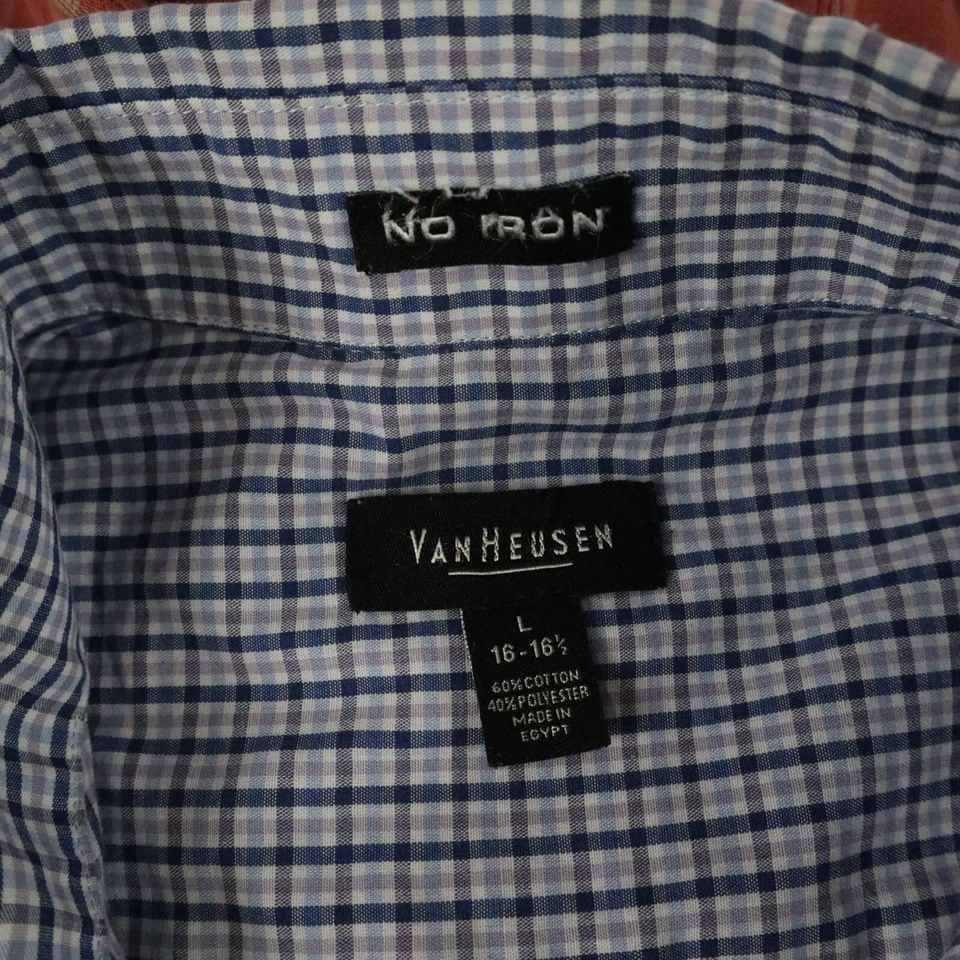 Van Heusen Shirt Mens Large 16-16.5 Pocket Button Up Plaid Short Sleeve Lot of 2 - Image 2 of 4