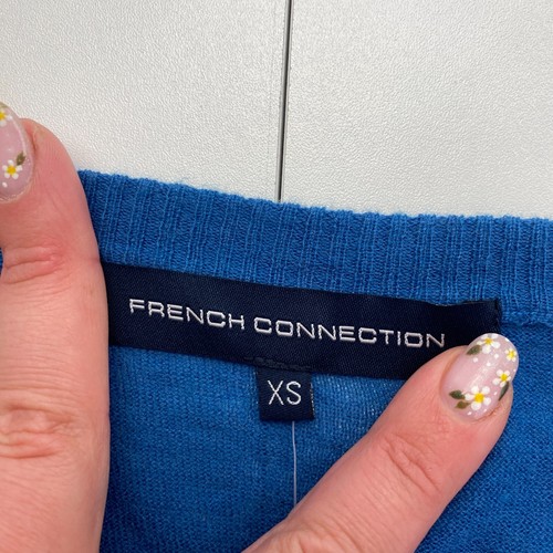 French Connection Mujer Azul Mezcla Lana Cuello En V Manga Larga Jersey Talla XS - Imagen 4 de 9