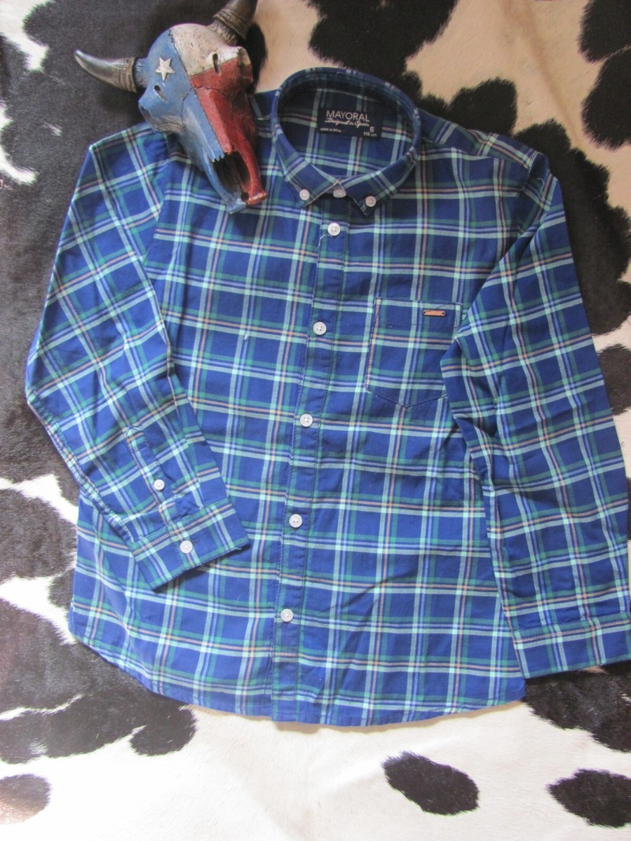 MAYORAL PREMIUM CLOTHES BOYS PLAID DRESS SHIRT BRAND NEW WITH TAGS