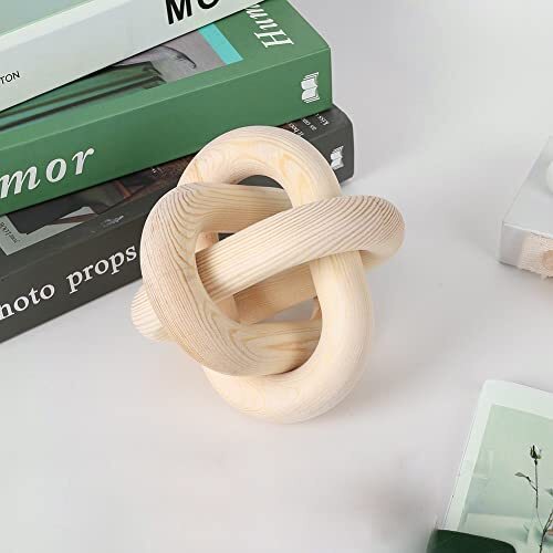 Large Wood Knot Decor, 3Link Wood Chain Link Decor, Hand Carved