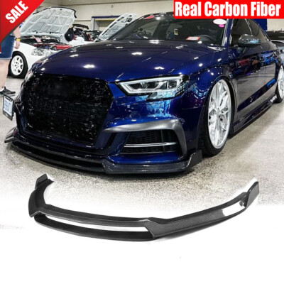 For Audi A3 Sline S3 8V 2017-2019 Real Carbon Front Bumper Lip Spoiler Splitters