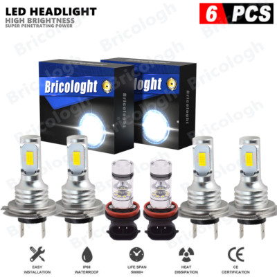 For Hyundai Tucson 2016 2017 2018 Combo 6×LED Headlight High Low Beam+Fog Light