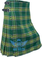 Scottish Handmade Traditional Irish National Tartan- 8yard Tartan Kilt For Men