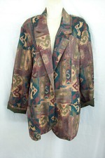 Vtg 80s Toni Garment for CC Magic Oversized Blazer Jacket Abstract Aztec Size L