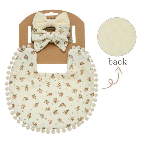 3Pcs/Set Flower Pattern Bow Nylon Hairbands Double Side Saliva Towel Boys Girls - Picture 17 of 21