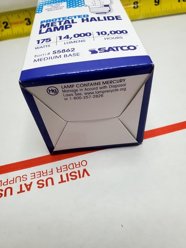 1- SATCO HYGRADE 175W ED17 CLEAR METAL HALIDE LAMP MEDIUM BASE 14K LMNS S5862 - Picture 9 of 10