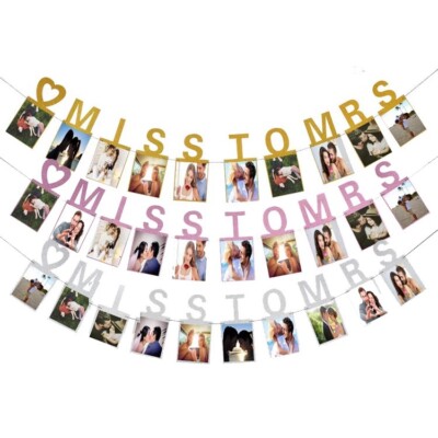 Miss to Mrs. Hen Do Party Foto Jagdbanner Girlande Hochzeit Braut Roségold