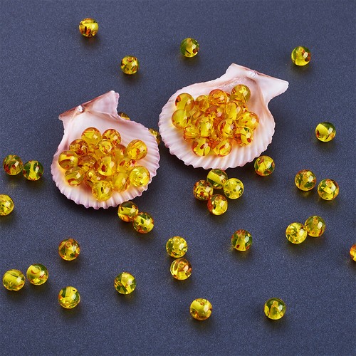 100x Resin Imitation Amber Beads Round Gold Jewelry Necklace Bracelet Making 8mm - Picture 5 of 9