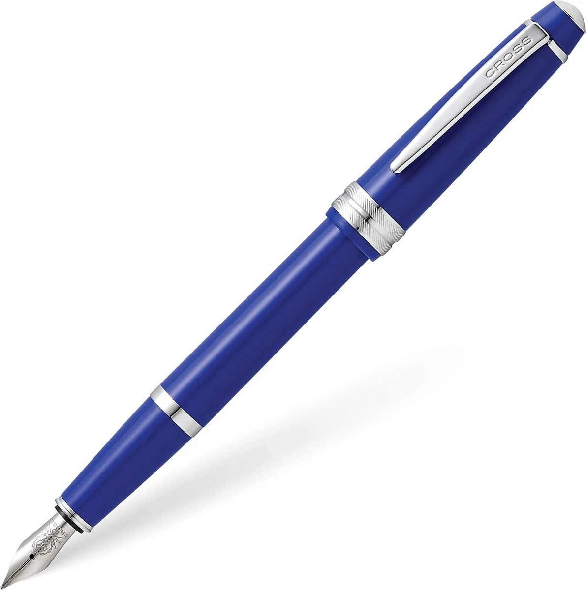 Cross Bailey Light Fountain Pen Blue Silver Clip Medium Nib Gift Box School Work
