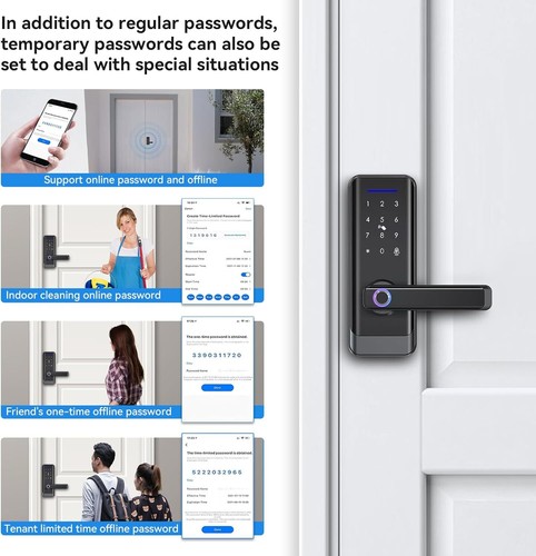 Smart Front Door Lock Lever Handle Keyless Entry Keypad Fingerprint APP Control - Picture 5 of 14