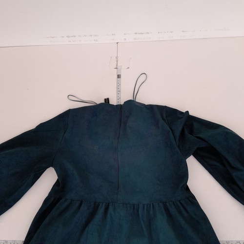 ZARA Dress Small Green Ladies 3/4 Sleeve Faux Suede Round Neck Midi - Picture 10 of 11