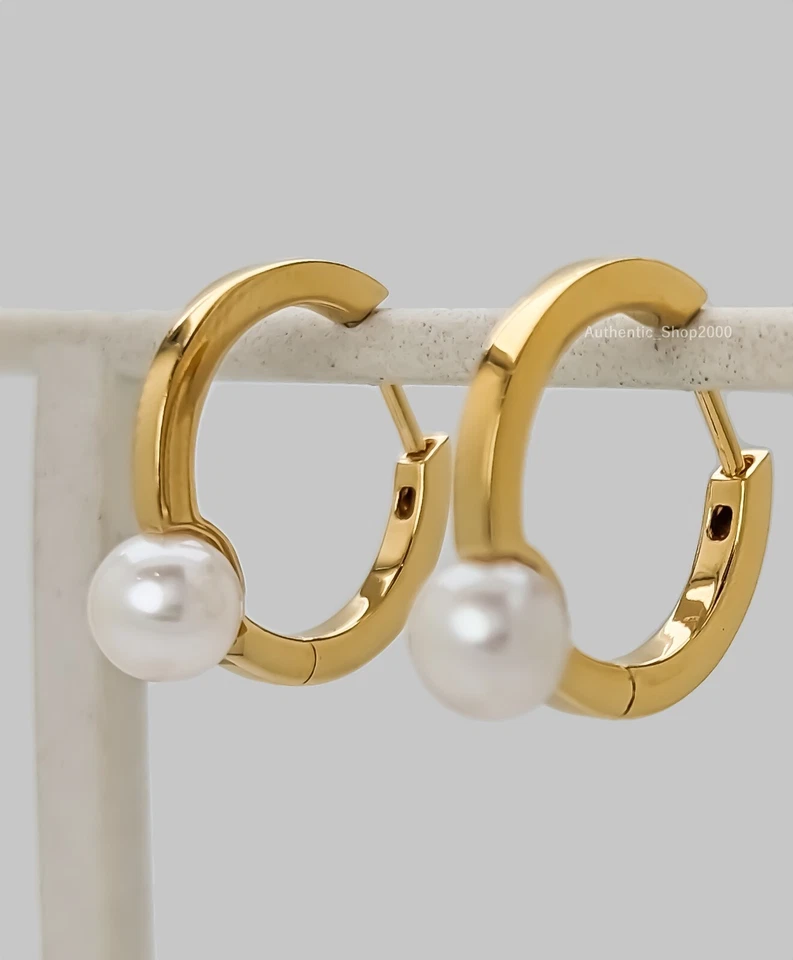 Nuevos Pendientes Argolla 100% Auténticos PANDORA Chapados en Oro Perla Cultivada 263170C01 Foto 3 de 4