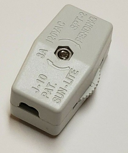WHITE ON/OFF IN LINE LAMP CORD SWITCH FOR SPT-2 LAMP CORDS LAMP PART NEW 30075J - Picture 2 of 4