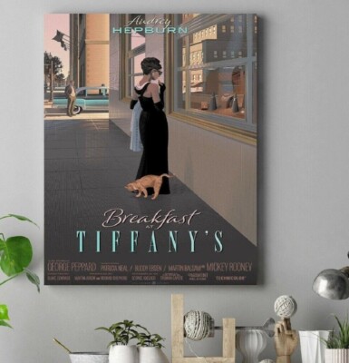 Audrey Hepburn Breakfast At Tiffany's Movie Poster Wall Art Decor, Movie Poster