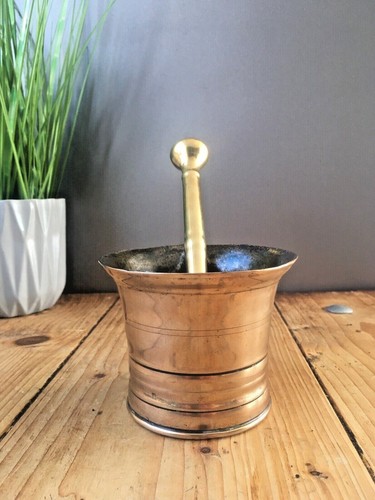 ANTIQUE 19TH C APOTHECARY BRASS BRONZE PESTLE & MORTAR CHEMIST HERBS KITCHENALIA - Picture 6 of 12