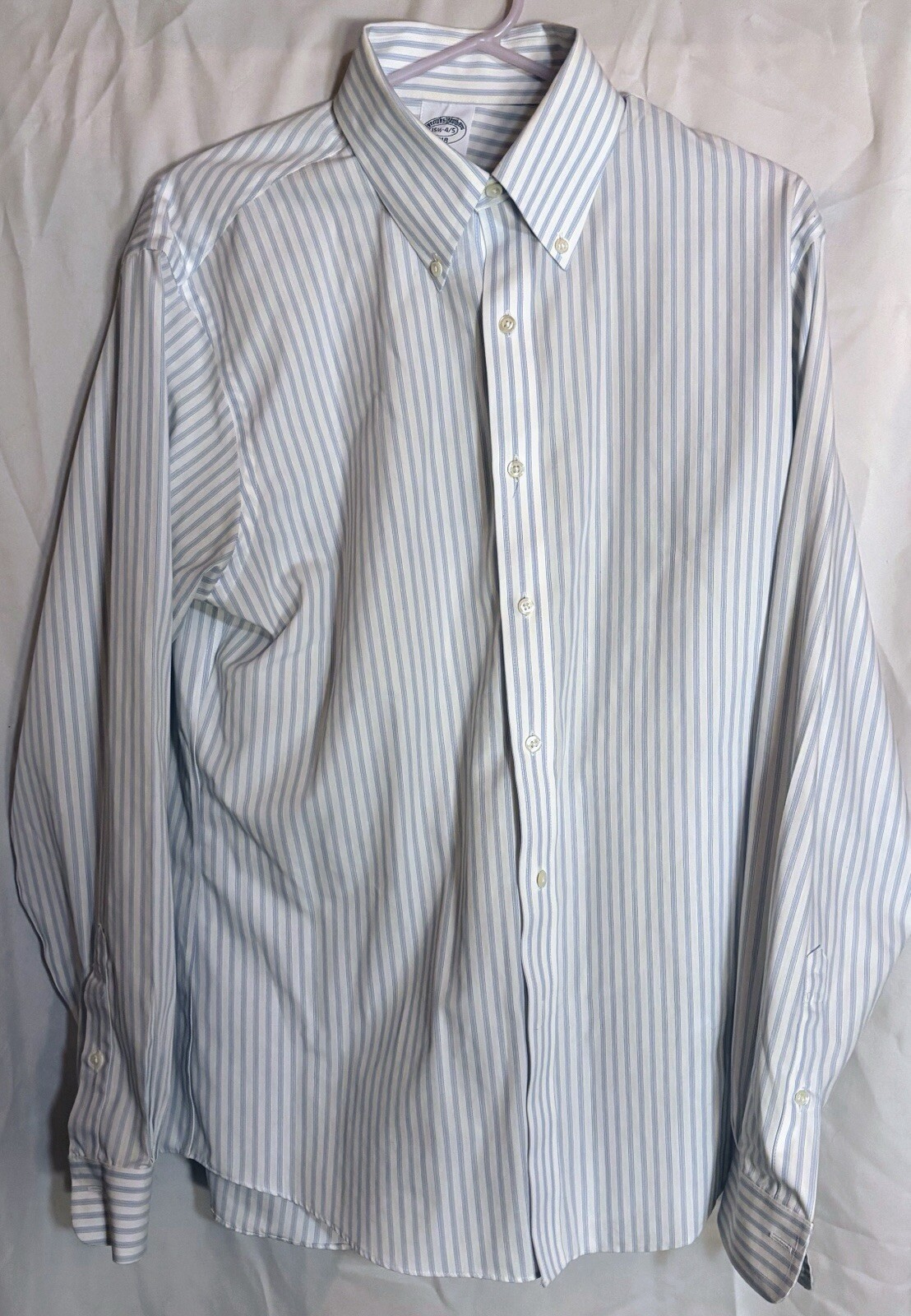 Brooks Brothers Mens Blue/White Striped Button Down Shirt 15.5 - 4/5 Regent Fit