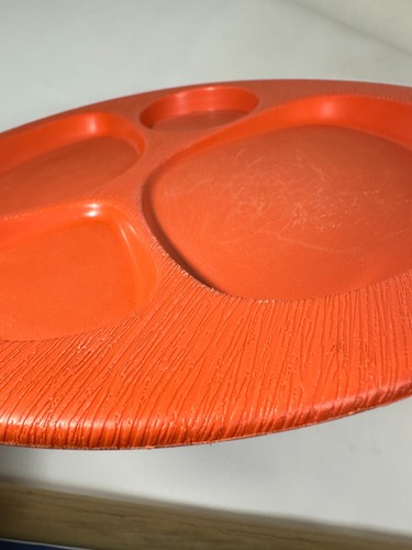VintagePicnic Plates Set of 5 Heavy Duty Plastic - dark orange - Picture 16 of 18