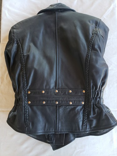 X Element Leather Womens Small Motorcycle Jacket Black Braided Asymmetrical - Picture 4 of 5
