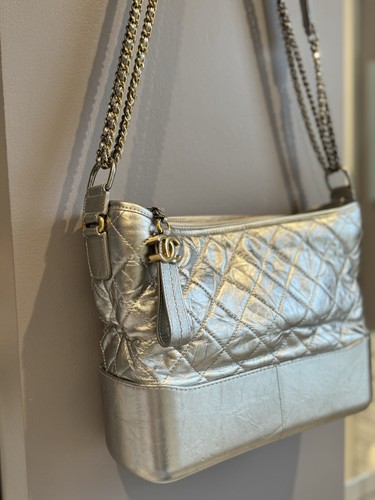 Authentic Chanel Gabrielle bag Metallic Silver, authentic card,dust bag and box - Picture 3 of 11