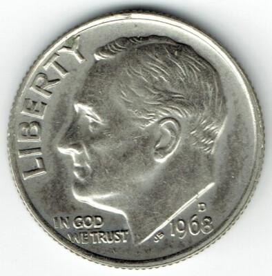 1968 D mint Roosevelt Dime Extra Fine Circulated | eBay