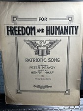  1917 WW1 11x14 sheet music FOR FREEDOM AND HUMANITY  McAVOY  