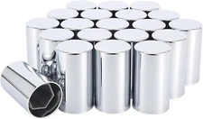 33mm x 3 1/2" Lug Nut Cover ABS Chrome Plastic Cylinder Nut Cover,Push-On 20pack