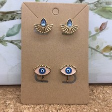 4 PC Matching Clip-on Non Pierced Earrings Set Gold-Tone New Free Ship 4451