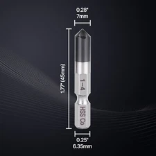 Chamfer Countersink Deburring Drill Bits Cutting Metal Wood Tool 1/4'' Hex Shank