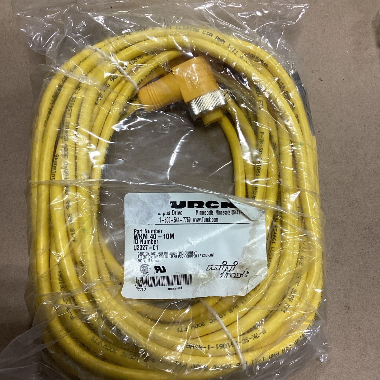 Turck WKM 40-10M Single-Ended Cordset 10m Length U2327-01