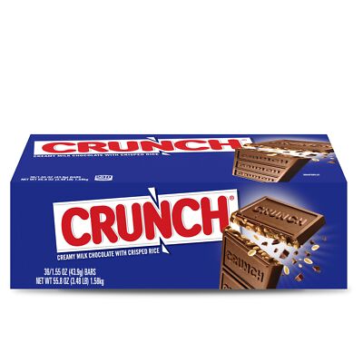 CRUNCH Full Size Milk Chocolate Candy Bars Pack of 36 Individually Wrapped