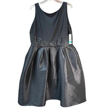 NWT R M Richards Black Evening Cocktail Fit Flare Dress Sequins Size 16