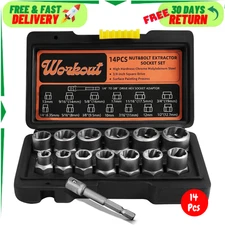 14PCS Impact Bolt Extractor Nut Remover Kit Stripped Extraction Socket Tools Set