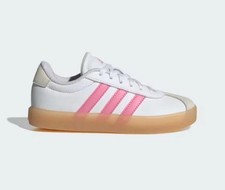 Adidas VL Court 3.0 Kids Size 4 White Pink Gum Sole Sneakers Casual Shoes