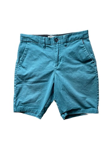 Billabong surf brand flat front chino shorts mens 29, dark blue, pockets, belted