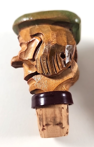 Tappi in sughero per bottiglia di vino testa di legno intagliata a mano vintage con supporto - Foto 6 di 15
