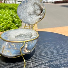 Natural Agate Geode Box Crystal Druzy Jewelry Holder Decor Gift  3 lb