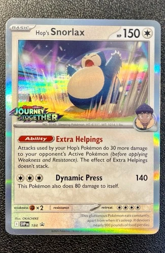 Hop's Snorlax - Journey Together Prerelease Black Star Promo Holo #184 (2025)