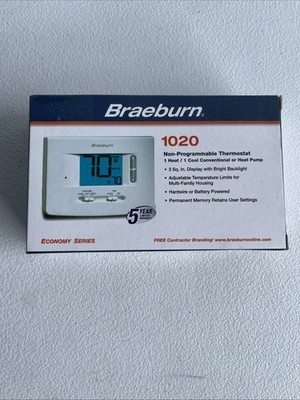 Braeburn Economy 1020 24V Digital Single Stage Non-Programmable Thermostat -...