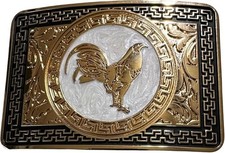 ROOSTER BELT BUCKLE 4.5" GOLD  SILVER METAL WESTERN FASHION NEW EH13082