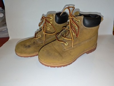 Faded Glory Tan/Black Lace-Up Ankle Boots Round Toe Size Youth 3