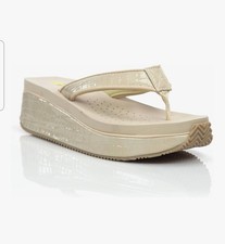 Volatile Crocodile Embossed Slip-On Thong Sandals Beige EVA Foam Comfort