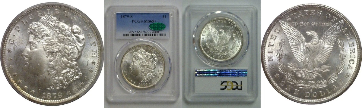 PCGS Certified MS 65 Graded 1879 Year Morgan US Dollars (1878-1921
