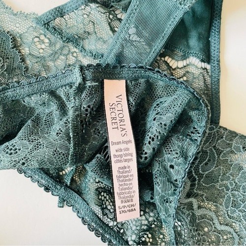 34D SMALL Victoria’s Secret set reggiseno pizzo verde perizoma mutandine - Foto 5 di 6