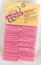 Vintage Wilhold Hair Rollers Snap On Small Pink Rollers Plastic NOS 40pc 2 Packs