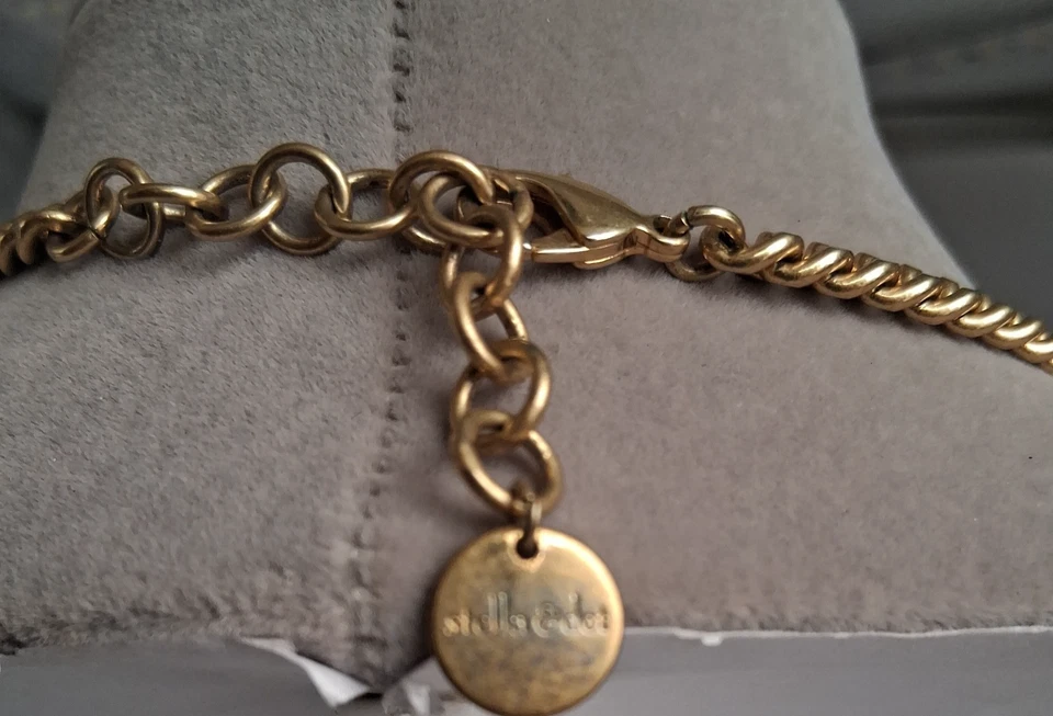 Винтажный Stella & Dot оранжевый нагрудник золотой тон нагрудник заявление многослойное ожерелье 16-20" - Изображение 4 из 4