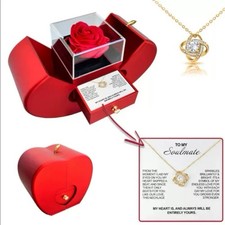 To My Soulmate Birthday Anniversary Christmas Necklace Eternal Rose Gift box