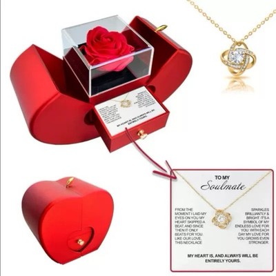 To My Soulmate Birthday Anniversary Christmas  Necklace Eternal Rose Gift box