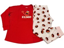 Sesame Street Women 2 XL 2 Piece Pajama Set Long Sleeve Elmo Top  Pants Waffle