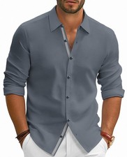 Mens Button Down Shirt Long Sleeve Wrinkle Free Business Casual Shirt for Men...